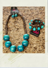 Load image into Gallery viewer, Wooden Set - Turquoise & Brown