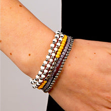 Load image into Gallery viewer, ADVENTURE IS CALLING -
SILVER GRAY YELLOW AND
WHITE BEAD BRACELET
STACK

