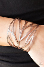 Load image into Gallery viewer, FLOCK, STOCK, AND BARREL - COPPER TEXTURED FEATHER CUFF BRACELET
